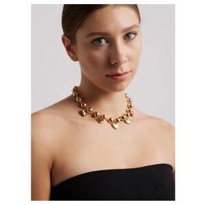 Nordstrom Open Edit Puffy Heart Charm Bead Chunky Statement Necklace NWT